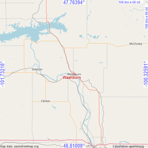 Washburn on map