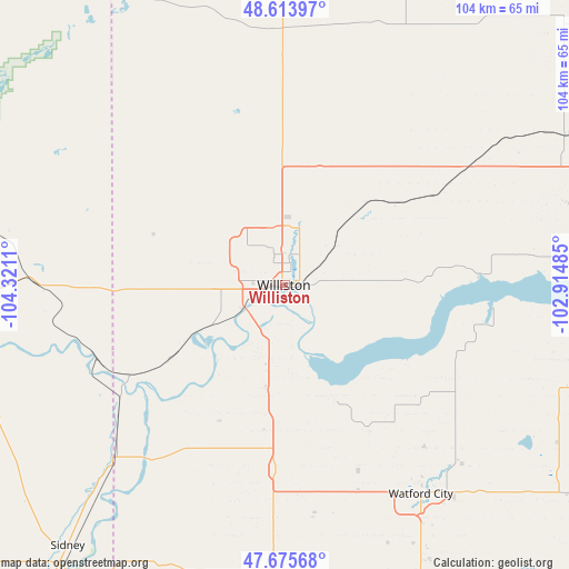 Williston on map