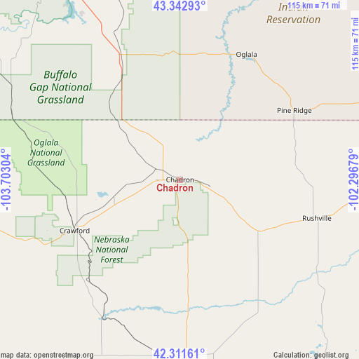 Chadron on map