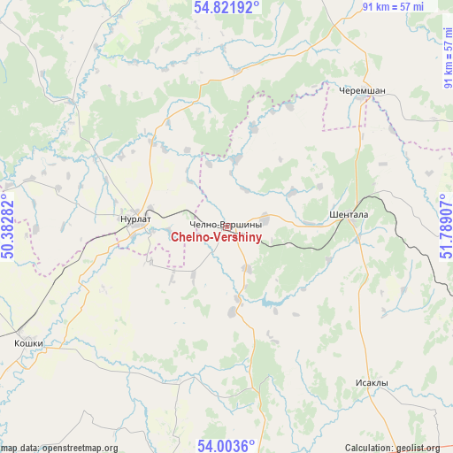 Chelno-Vershiny on map