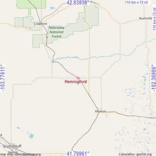 Hemingford on map