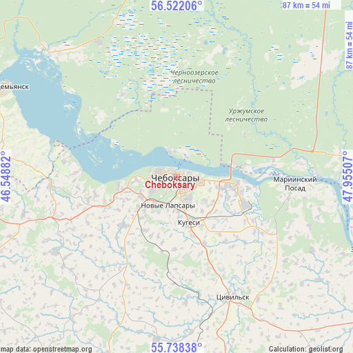 Cheboksary on map