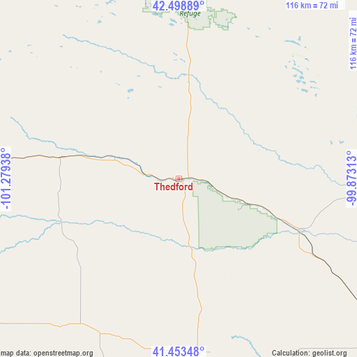 Thedford on map