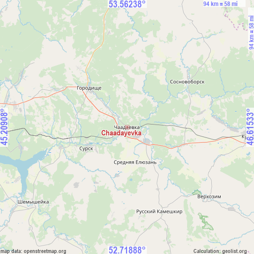 Chaadayevka on map
