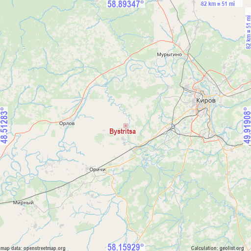 Bystritsa on map
