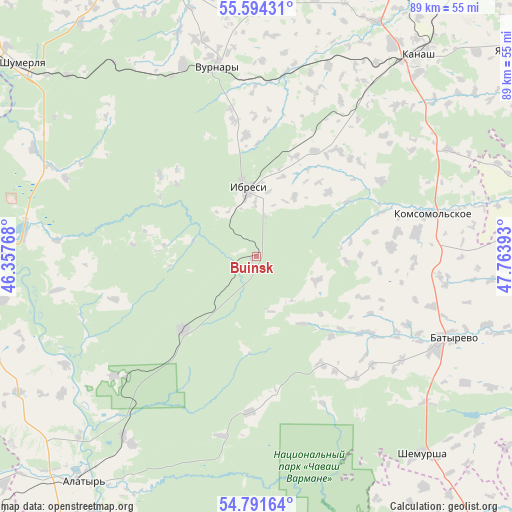 Buinsk on map