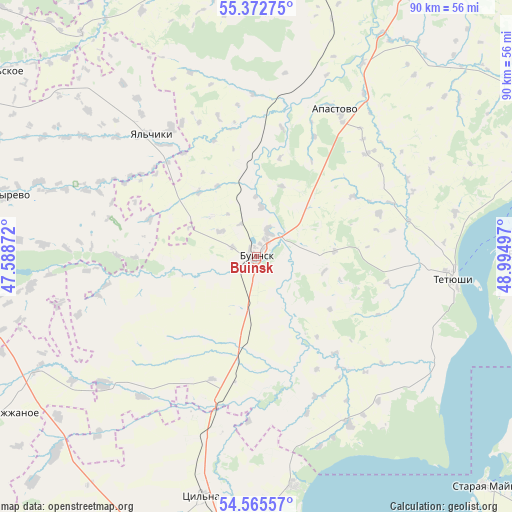 Buinsk on map