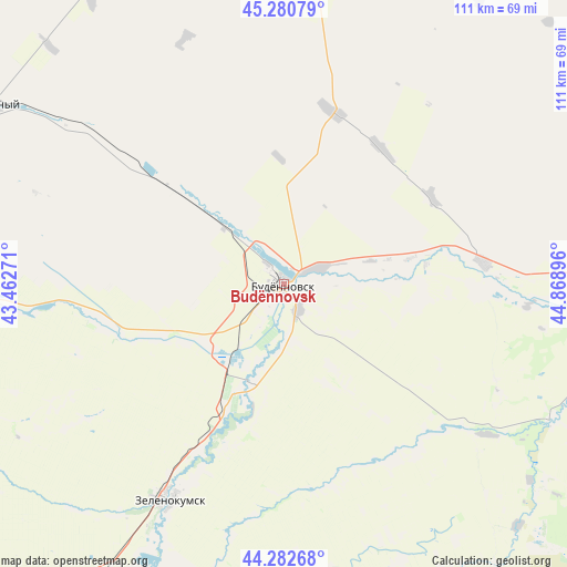 Budënnovsk on map