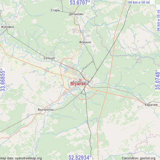 Bryansk on map