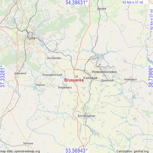 Brusyanka on map