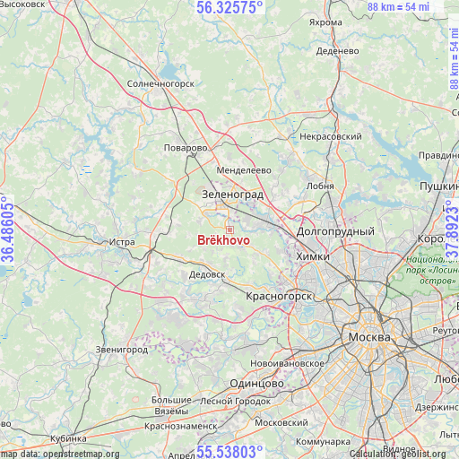 Brëkhovo on map
