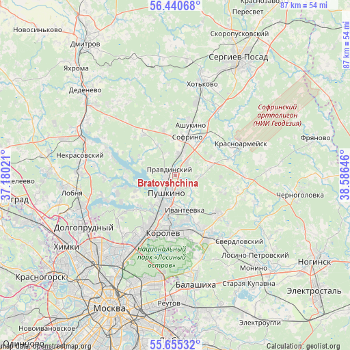 Bratovshchina on map