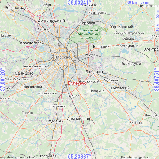 Brateyevo on map