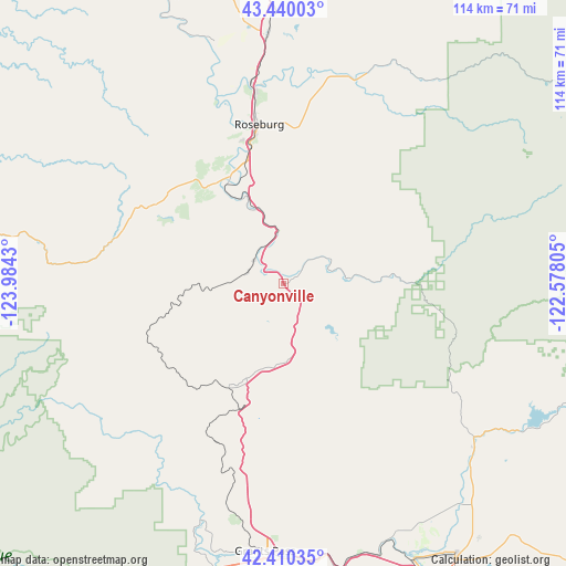 Canyonville on map