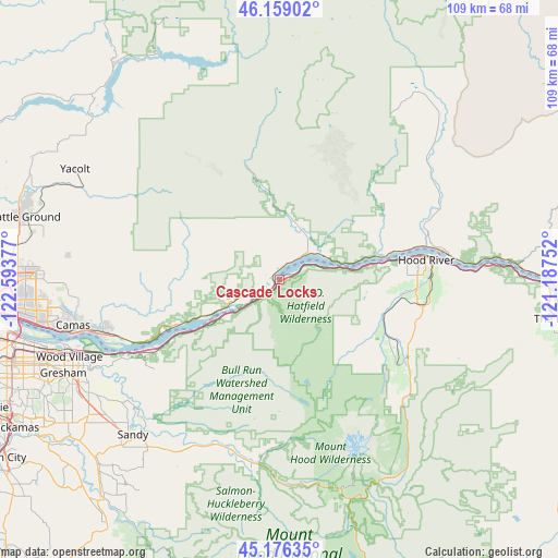 Cascade Locks on map
