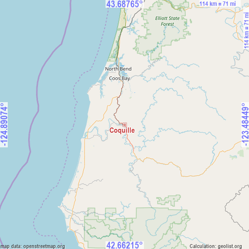 Coquille on map