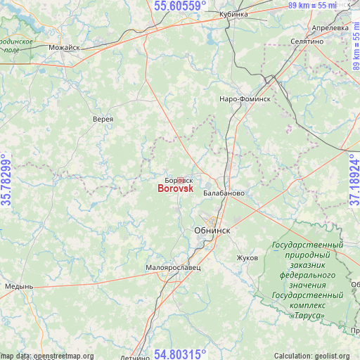 Borovsk on map