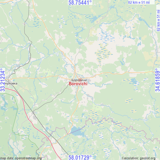 Borovichi on map