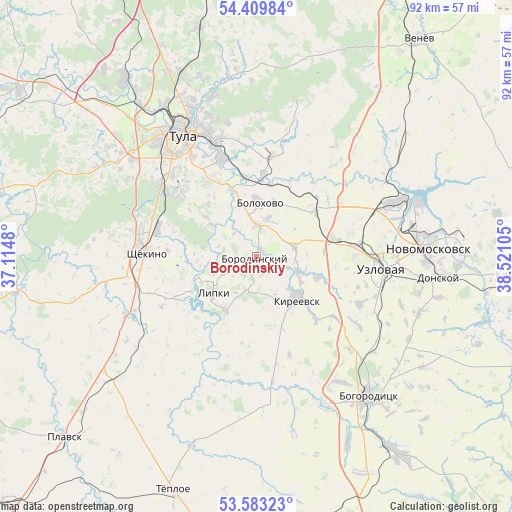 Borodinskiy on map