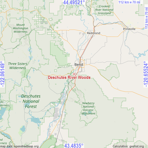 Deschutes River Woods on map
