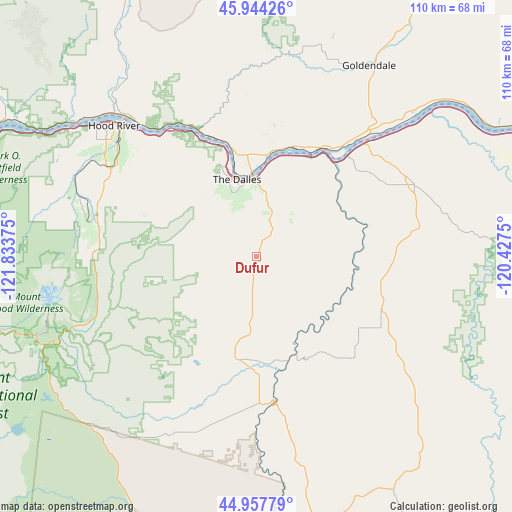 Dufur on map