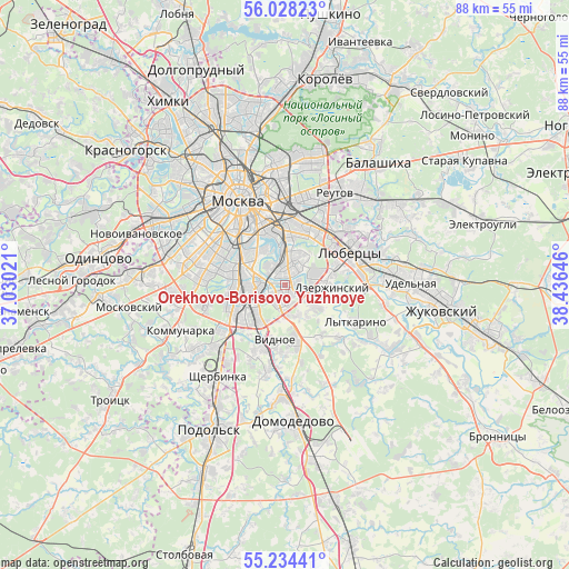 Orekhovo-Borisovo Yuzhnoye on map