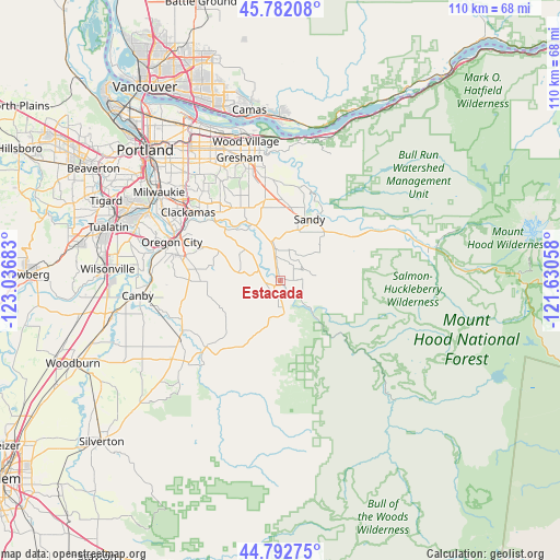 Estacada on map