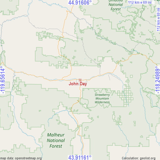 John Day on map