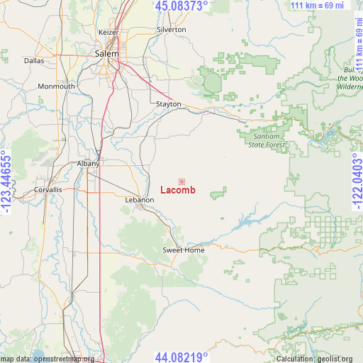 Lacomb on map