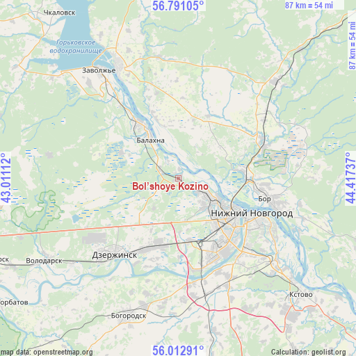 Bol’shoye Kozino on map