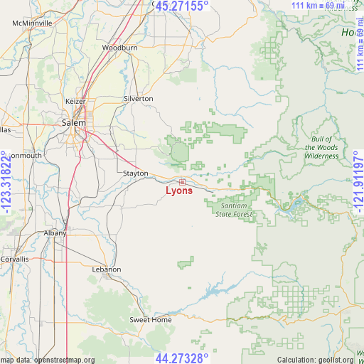 Lyons on map