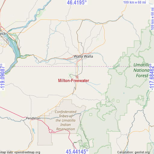 Milton-Freewater on map