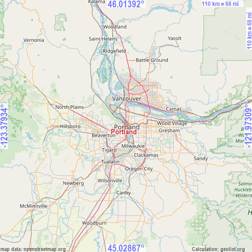 Portland on map