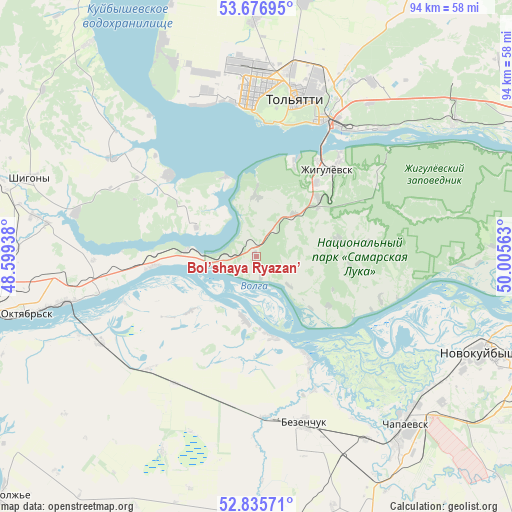 Bol’shaya Ryazan’ on map