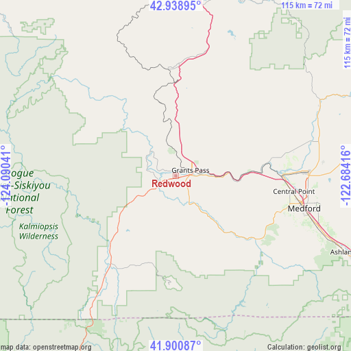Redwood on map