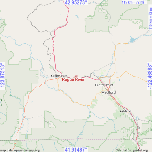 Rogue River on map