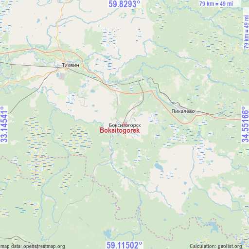 Boksitogorsk on map
