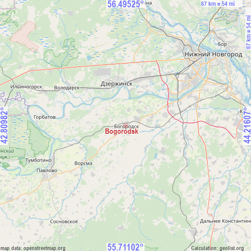 Bogorodsk on map