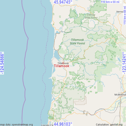 Tillamook on map