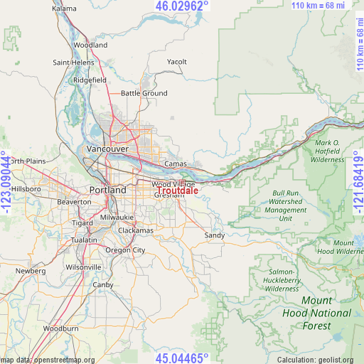 Troutdale on map