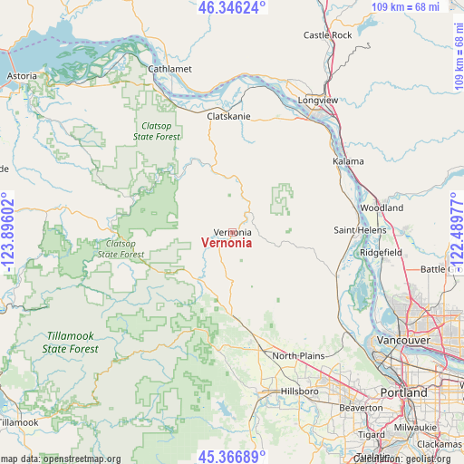 Vernonia on map