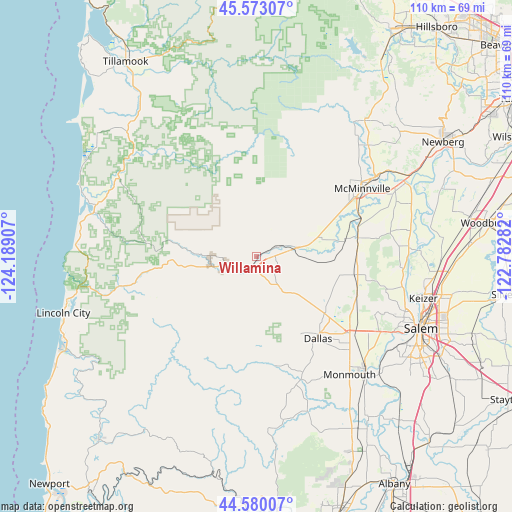 Willamina on map