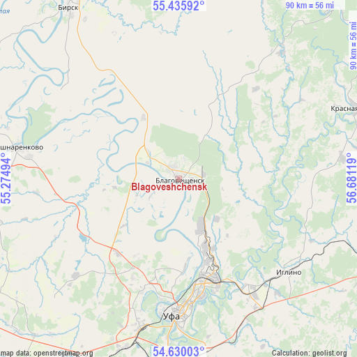 Blagoveshchensk on map