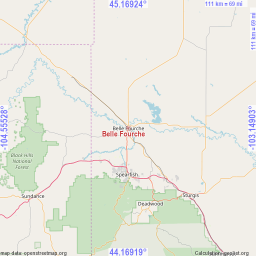 Belle Fourche on map