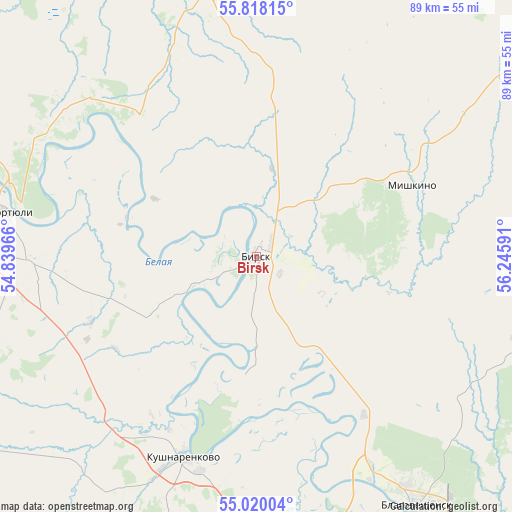 Birsk on map