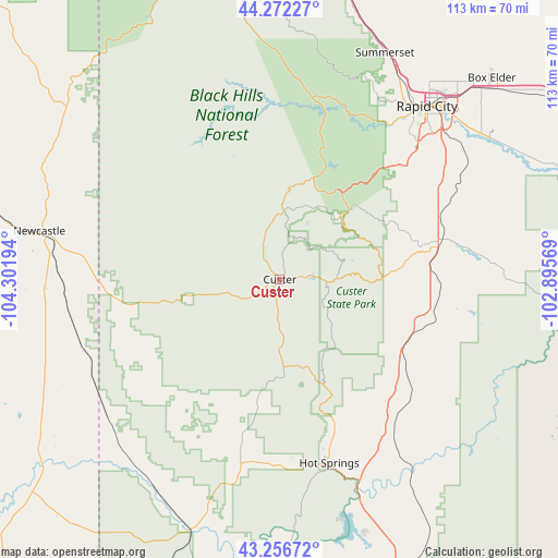 Custer on map