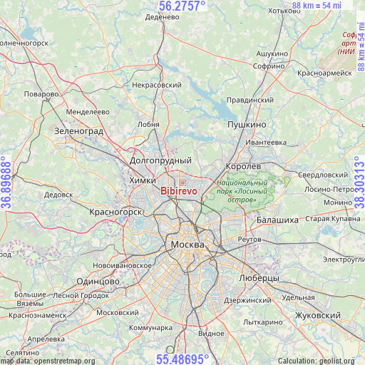 Bibirevo on map