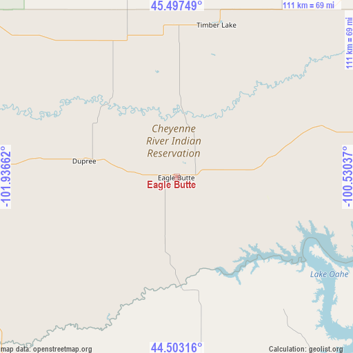 Eagle Butte on map