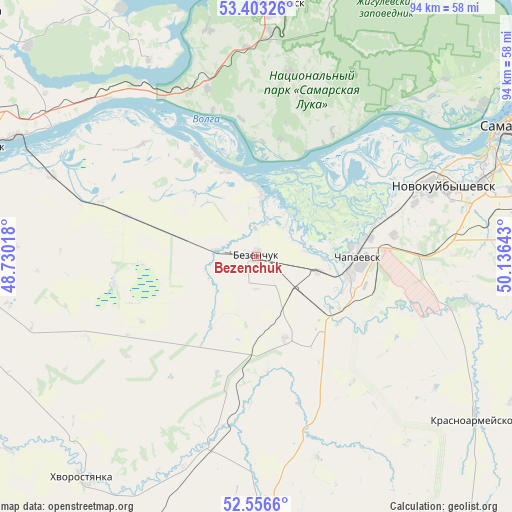 Bezenchuk on map