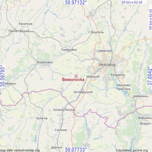 Bessonovka on map